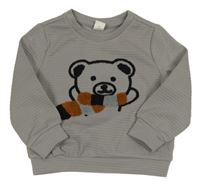 Sivá vzorovaná mikina s medvedíkom Shein