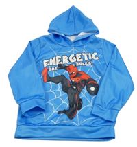 Modrá športová mikina s hrdinom a kapucňou