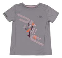 Lila sportovní funkční tričko s nápisem Kalenji 