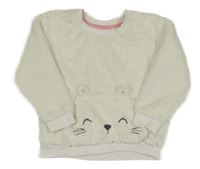 Biela chlpatá mikina s mačkou Nutmeg