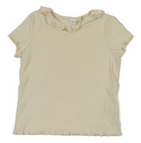 Smotanové rebrované tričko s volánikmi LC Waikiki