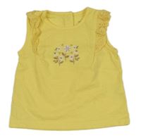 Žlté tričko s kvietkami a volánikmi C&A