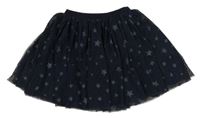 Tmavomodrá tylová sukňa s hviezdičkami Pocopiano