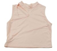 Svetloružový crop top s prestrihom