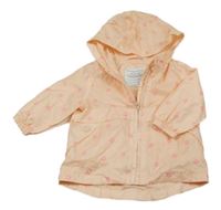 Broskvová šušťáková jarná parka s kvietkami a kapucňou Primark