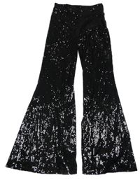 Čierne flitrové flare nohavice H&M