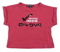 Tmavoružové crop tričko s nápisom Givova