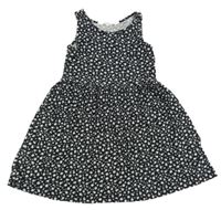 Čierne bavlnené kvetované šaty H&M