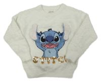 Bílý chlupatý oversize svetr se Stitchem C&A