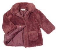 Růžová kožešinová podšitá bunda s límečkem H&M