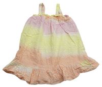 Lila-citronovo-lososové pruhované krepové letné šaty George