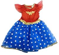 Kockovaným - Cobaltovoě modro-červeno-zlaté šaty s hvězdičkami - Wonder Woman amscan