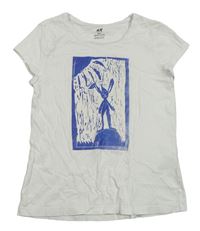 Biele tričko so zajačikom H&M