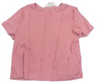 Ružové rebrované crop tričko H&M