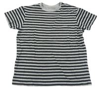 Černo-šedé pruhované melírované tričko PRIMARK