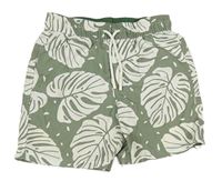 Khaki plážové kraťasy s listy M&S