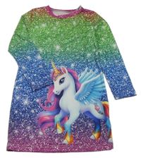 Zeleno-modro-ružová nočná košeľa s jednorožcom zn. SHEIN