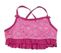 Ružovo-ružová malinová plavková lambáda s jahůdkami a bodkami a volánikom Topolino