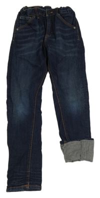 Tmavomodré tapered podšité rifle H&M