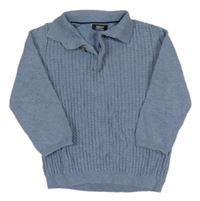 Modrý melírovaný žebrovaný/vzorovaný sveter s golierikom Next