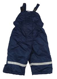 Tmavomodré šusťákové zimní laclové oteplovačky 