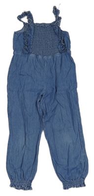 Modrý ľahký rifľový nohavicový overal s volániky s madeirou Matalan