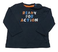 Tmavomodré triko s nápisy ESPRIT