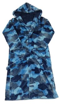 Modrý army plyšový župan s kapucí M&S