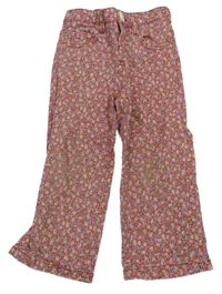 Rezavé kytičkované wide leg rifle ZARA