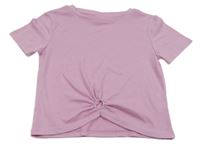 Lila mačkané crop tričko s průstřihem Y.F.K.