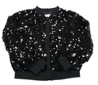 Černý tylový flitrový jarní crop bomber H&M