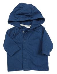 Tmavomodrá prepínaci mikina s nápismi a kapucňou Next