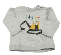 Sivá melírovaná mikina s buldozerem H&M