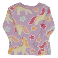 Světlefialové pyžamové triko s jednorožci a hvězdičkami George