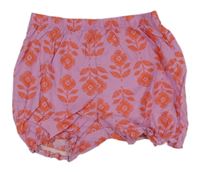 Růžovofialové plátenné kraťasy s kvietkami carter's