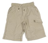 Světlebéžové lněné kraťasy s falešnou kapsou RESERVED