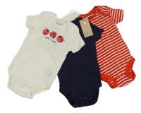 Nové - 3x Červeno-biele pruhované + tmavomodré + biele body Lupilu