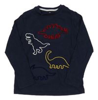 Tmavomodré melírované triko s dinosaury M&S