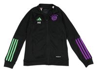 Černo-zeleno-borůvková funkční fotbalová propínací mikina FC Bayern München Adidas