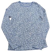 Modré kvetované rebrované tričko George