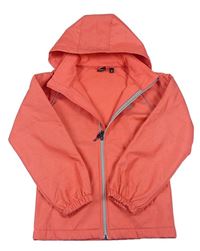Oranžová pruhovaná softshellová bunda s kapucňou