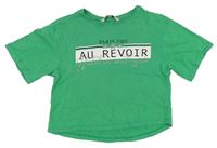 Zelené crop tričko s nápismi E-Vie