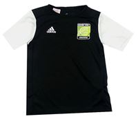 Čierno-biele športové tričko s potlačou Adidas