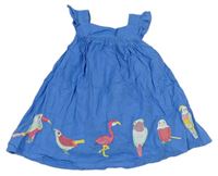 Modré ľanové šaty s papoušky John Lewis
