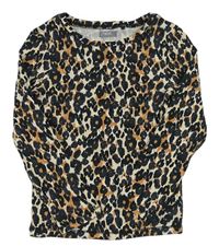 Krémovo-čierno-ružové tričko s leopardím vzorom Next