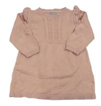 Ružové svetrové šaty s volánikmi zn. Primark