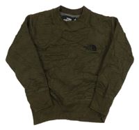 Khaki rebrovaná mikina s výšivkou The North Face