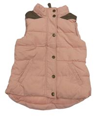 Ružová šušťáková zateplená vesta s koženkou H&M