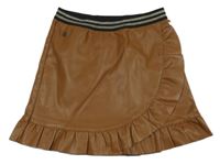 Hnedá koženková sukňa s volánem Persival