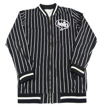 Čierno-biela pruhovaná prepínaci mikina s nápisom CoolCat